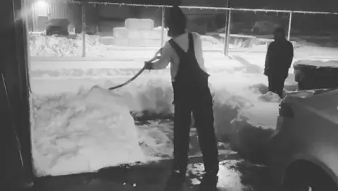 My husband posted this over in r/humansbeingbros, thought you all might like it too! Neighbor saw us shoveling at 1am and brought out the big guns for snow removal.