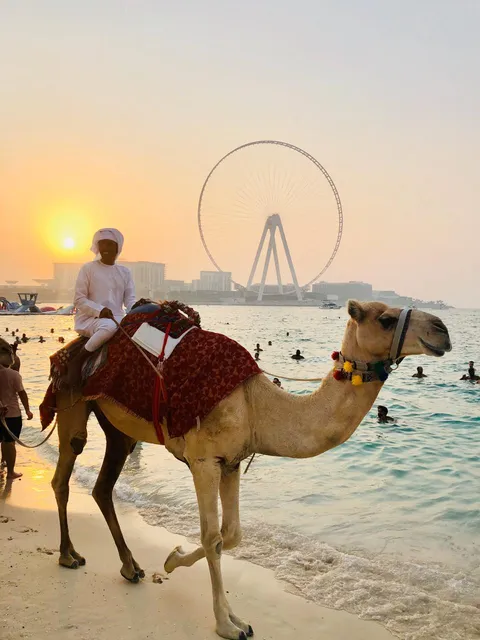 Took this picture today at JBR beach in Dubai. You can also see the worlds biggest Ferris wheel in the background.