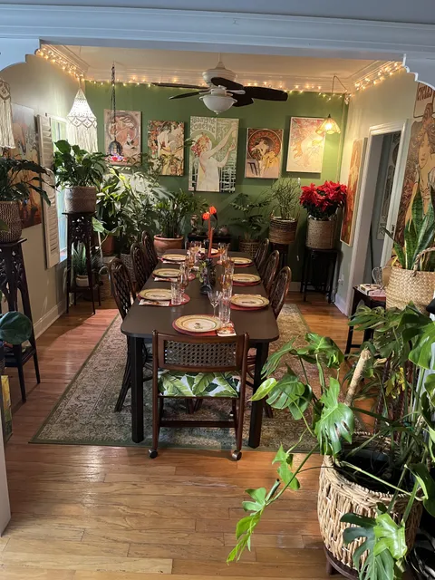 Cozy dining room getting ready for Thanksgiving 