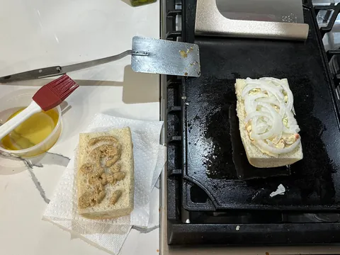 [homemade] smoked butt and cheddar w/onion and onion