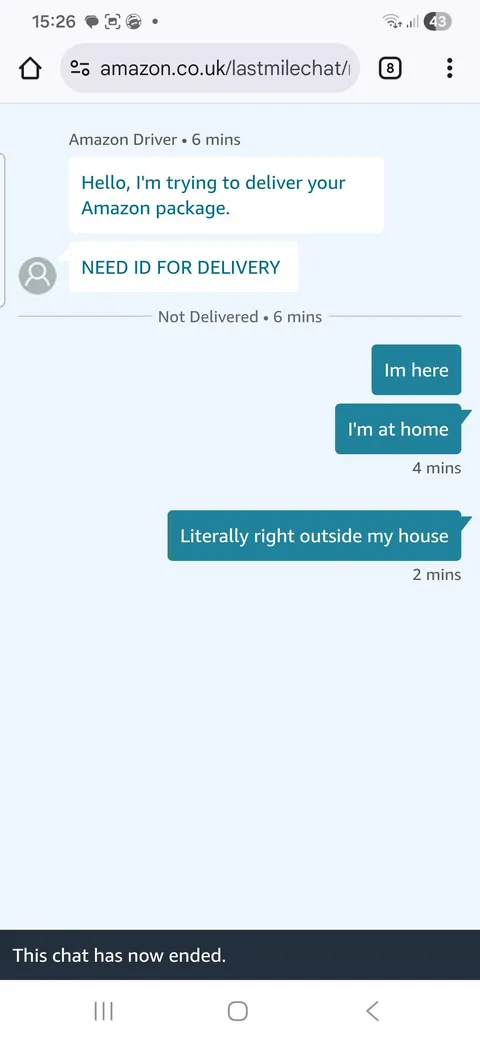 Just another driver not bothering to wait a minute for me to answer the door