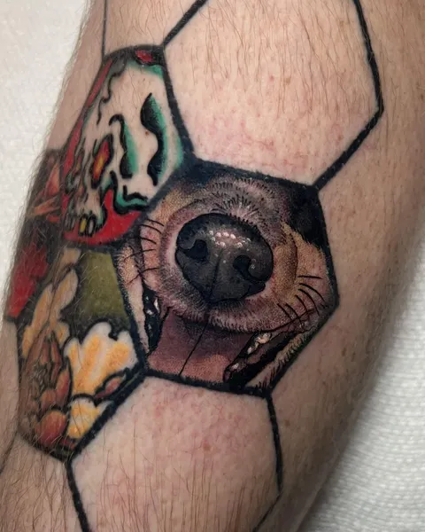 Most recent of my 15 hexagons filled in on my calf