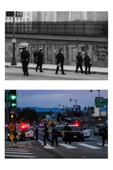 Today, the LAPD shut down a protest outside the ICE Detention Center in Los Angeles [OC]