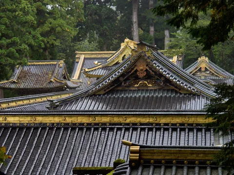 Gilded roofs of Toshogu Shrine, Nikko, Japan [OC]