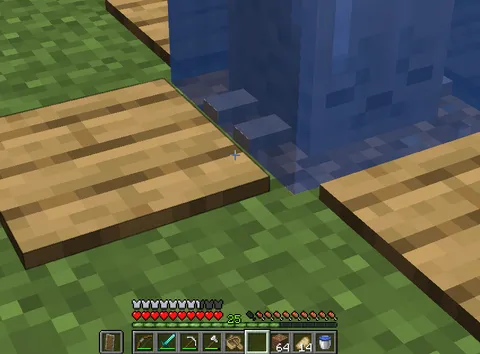 A slight pixel of dried ghast is out when u put it in one block water....and now I can't unsee it