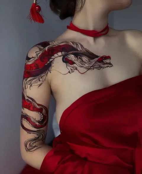 Red Dragon tattoo done by @tattoo__marka in Lviv, Ukraine
