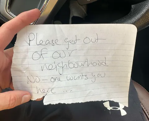 Neighbor left nasty notes on my bandmates' cars