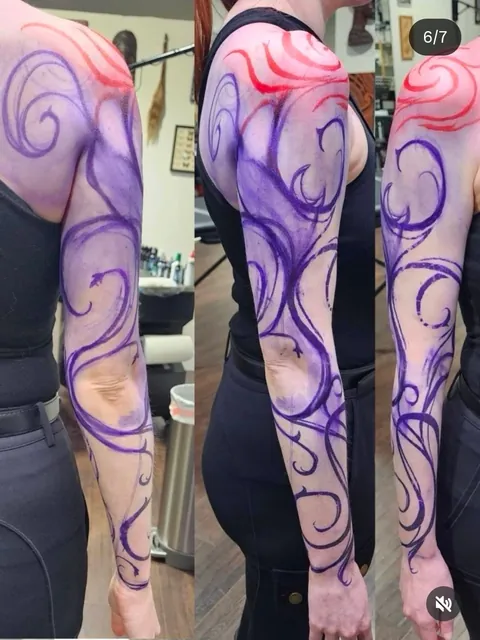 Ornamental Night Elf Sleeve in white by Mae at Steadfast Art Collective in Kirkland, WA