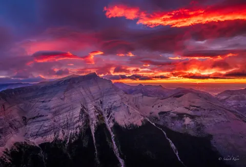 Fiery Skies over Mt. Blakiston in Waterton Lakes National Park [2048x1395][OC]