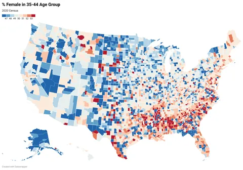 US Gender Ratio by Age Group (18-24, 25-34, 45-64, 65+)