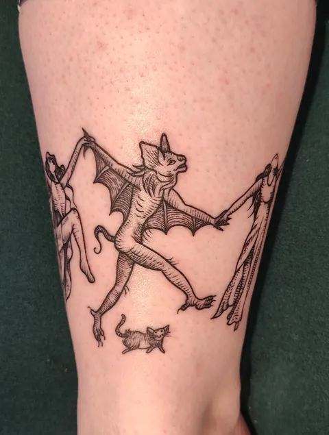 Sketch vs result - medieval witch circle