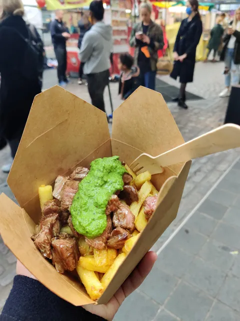 [I ate] Steak and Chips with chimichurri sauce