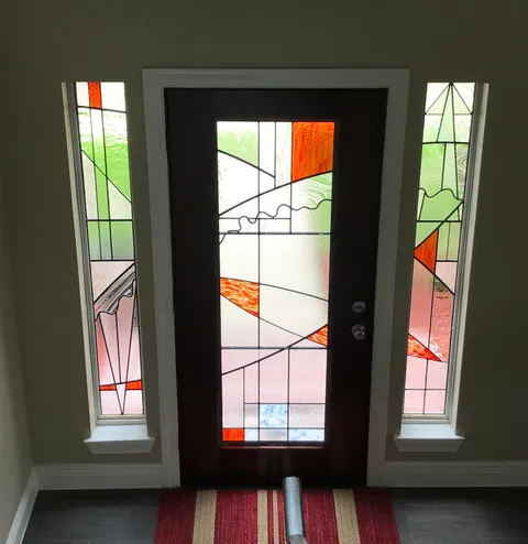 Stained glass entrance. Recent design and build.