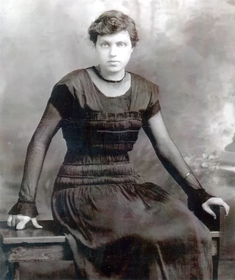 Grandmother, aged 20 at the time, in a party dress in 1914 