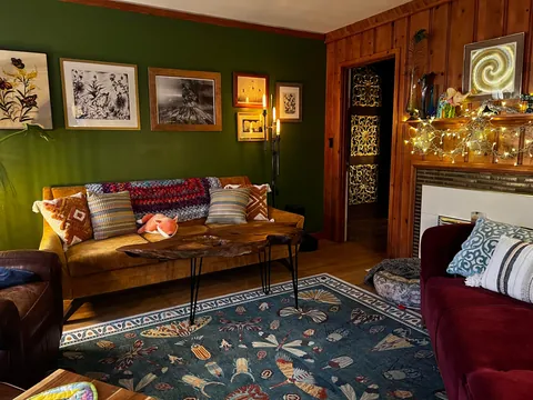 Morning in my cozy space. The living room of my 1942 house that I restored.