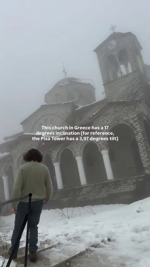 A sinking church in a sinking village of Greece
