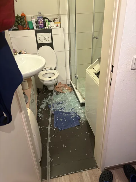 Glassdoor of my shower exploded at 3.30 AM this morning
