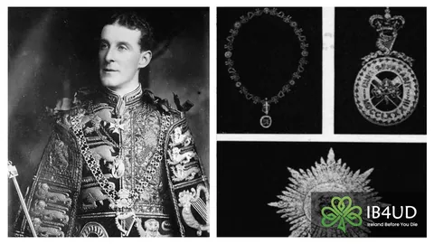 The Irish Crown Jewels before their theft from Dublin Castle in 1907. this case remains unsolved.