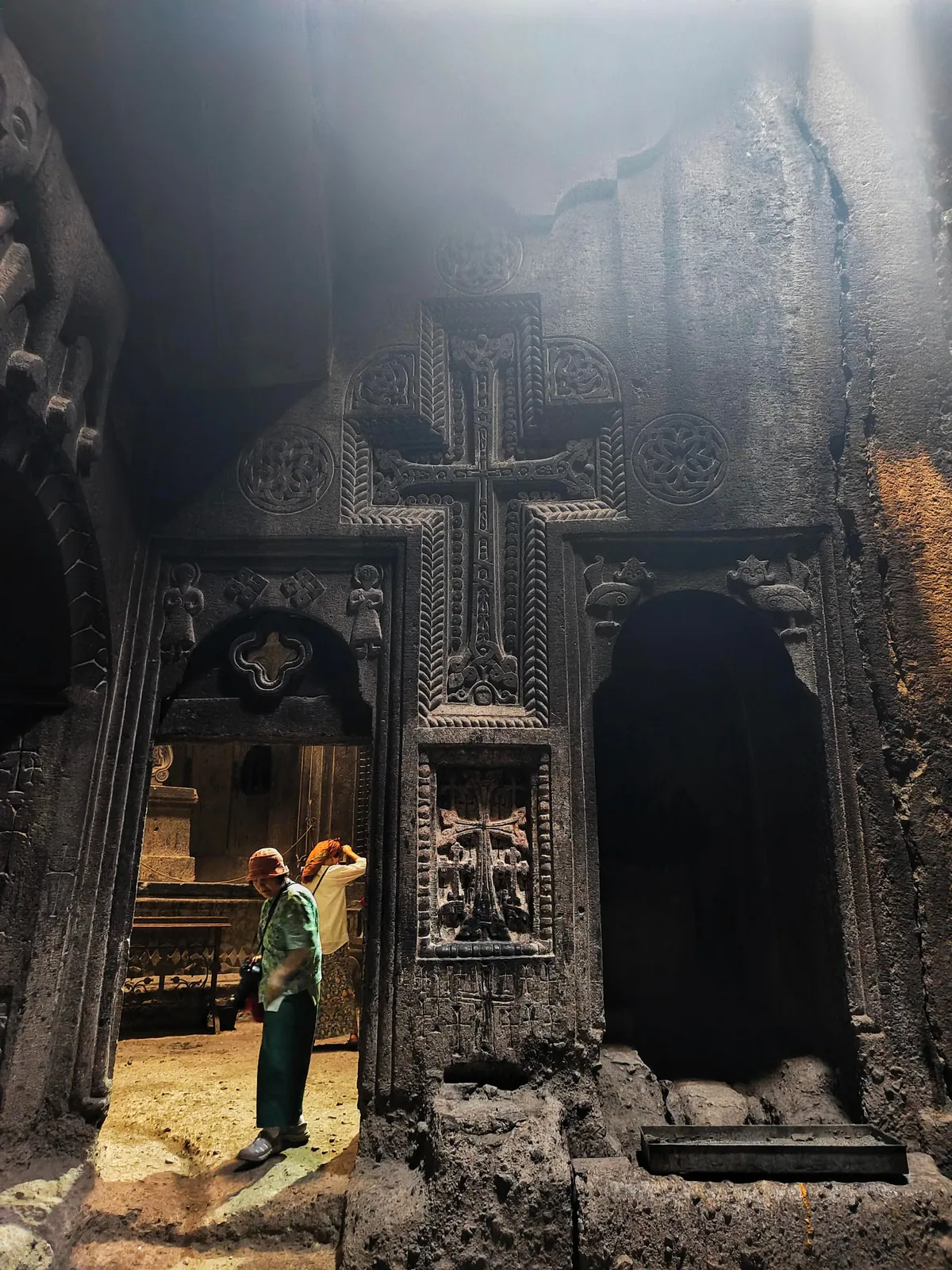 Geghard Monastery, partially carved into the rock. Armenia.