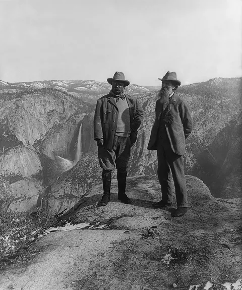An actual photo of Theodore Roosevelt and John Muir at Yosemite, 1903