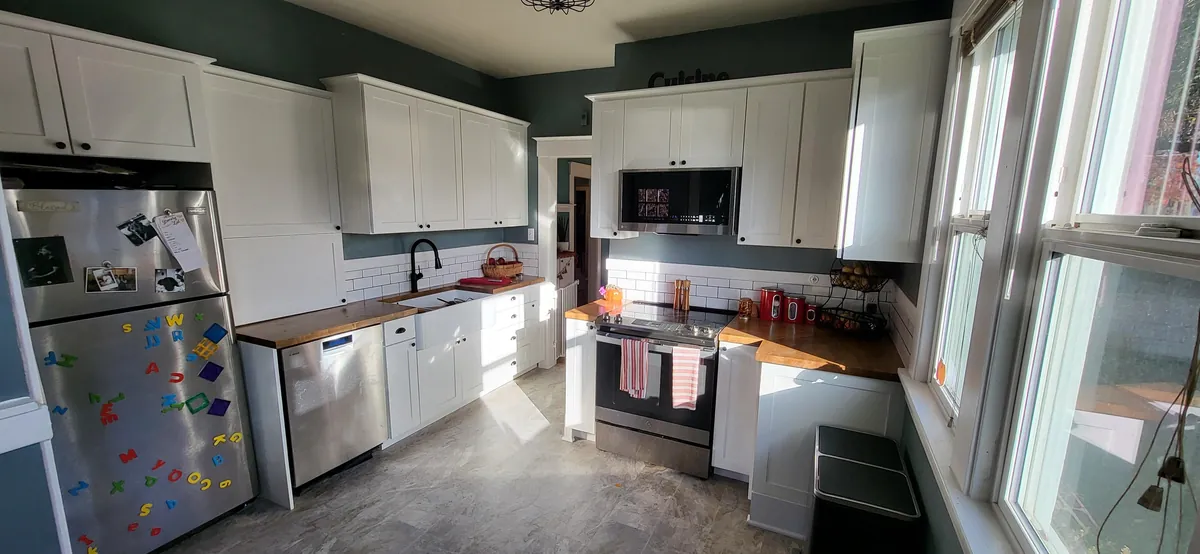 First time making kitchen cabinets. I did the entire kitchen myself for less than half of our original budget. 