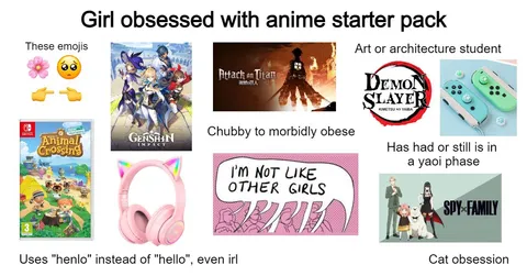 Girl obsessed with anime starter pack
