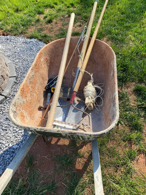 DIY fire pit; hand tools only.
