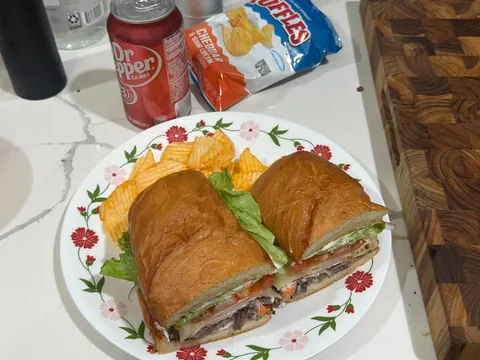 [homemade] steak and turkey sub