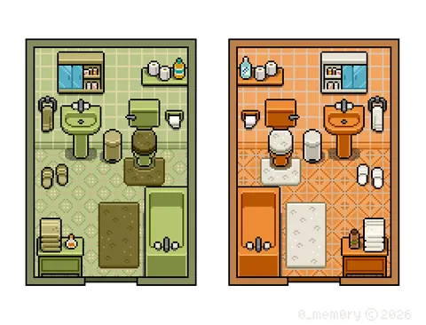 Retro bathrooms - you can have any colour, as long as it's awful! 🥑🍊