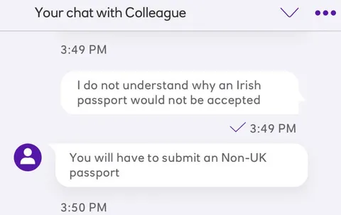 Bank doesn't recognise Irish as a "non UK passport"