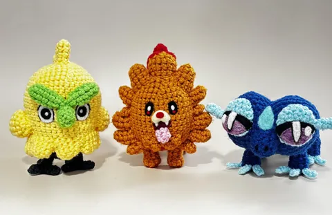 Crocheted Browt, Pombon, and Gecqua!