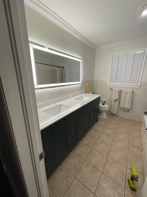 Upgraded bathroom from single to double vanity