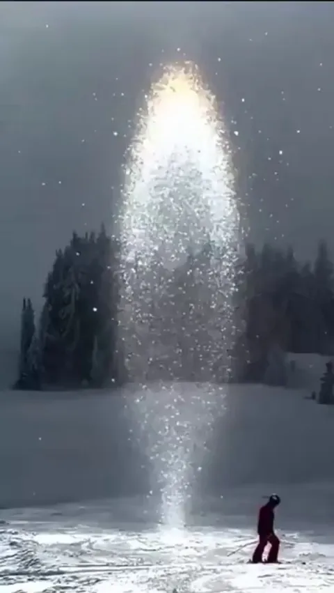 Skier spotted a rare phenomenon known as a sun candle