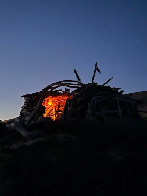 The Crow's Nest, a drift wood fort built by me on a beach in Central California