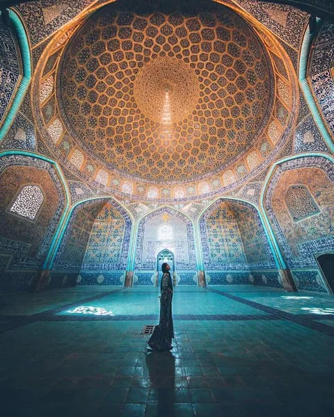 The Shah mosque in Isfahan of Iran, built in 1611 during the time of Abbas the Great, part of the World Heritage Site of Naqsh-e Jahan Square. [873x700]