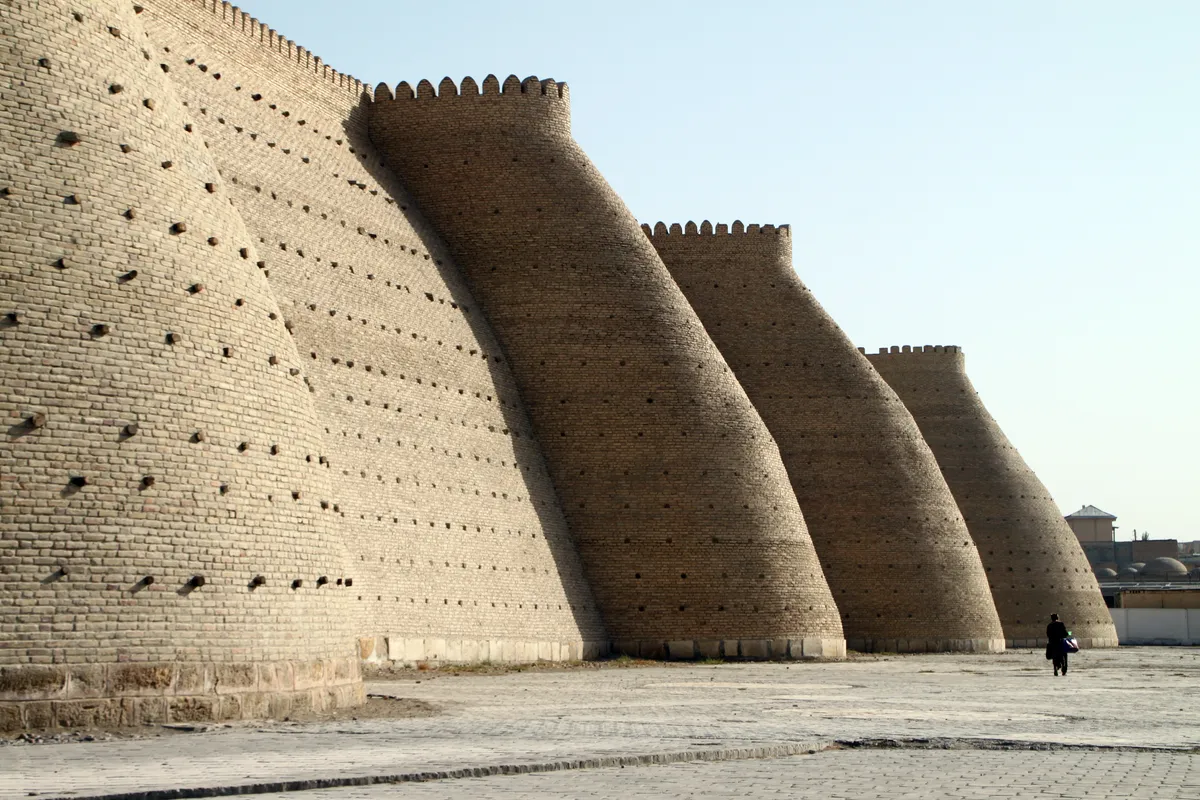Walls of the Ark of Bukhara, a 5th century AD fortress in Bukhara, Uzbekistan. (3456x2304)