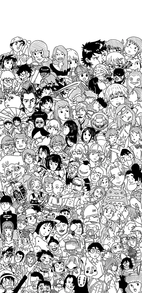 I drew 55 animes and mangas with around 110 characters that I read/watch and enjoyed!