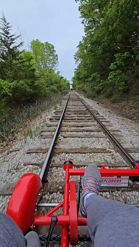 My husband and I rode a pedal train through a set of old industrial tracks