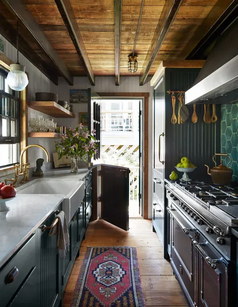 Galley kitchen in a Provincetown house, Cape Cod, Massachusetts [1897x2444]