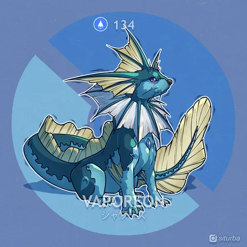 I'm redesigning a Pokemon every day in a Sci-Fantasy style. Here are Magikarp, Lapras, Ditto and Eevee Lines -first gen only-. Bonus: Blue and Giovanni