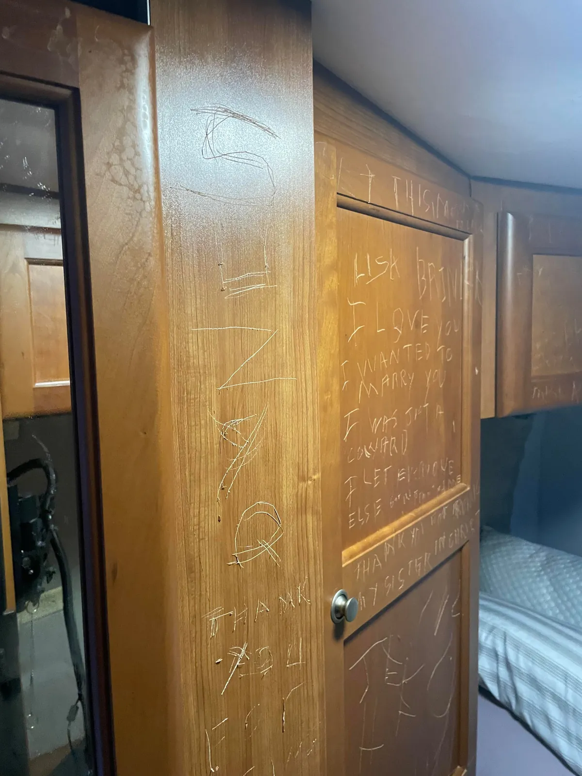 My aunt’s boyfriend took shrooms and vandalized my RV. 