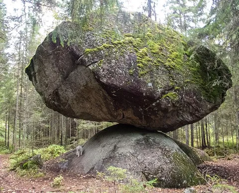 In Finland, there is a rock that has been balancing on top of another rock for 11,000-12,000 years.