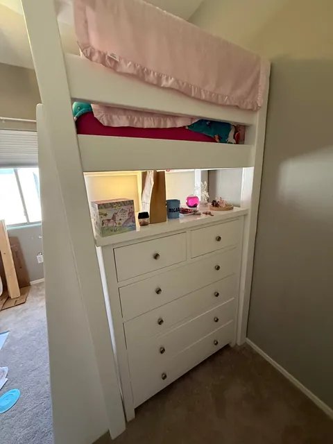 Built my daughter a new bed with a built in dresser and desk