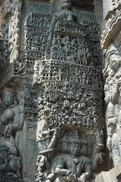 Temple carved from single rock, top to bottom- Kailasa Temple, Maharashtra, India.