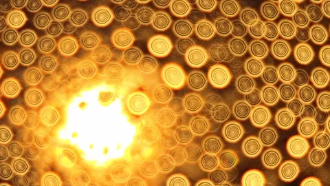 ITAP of a sunrise through water drops on a window.