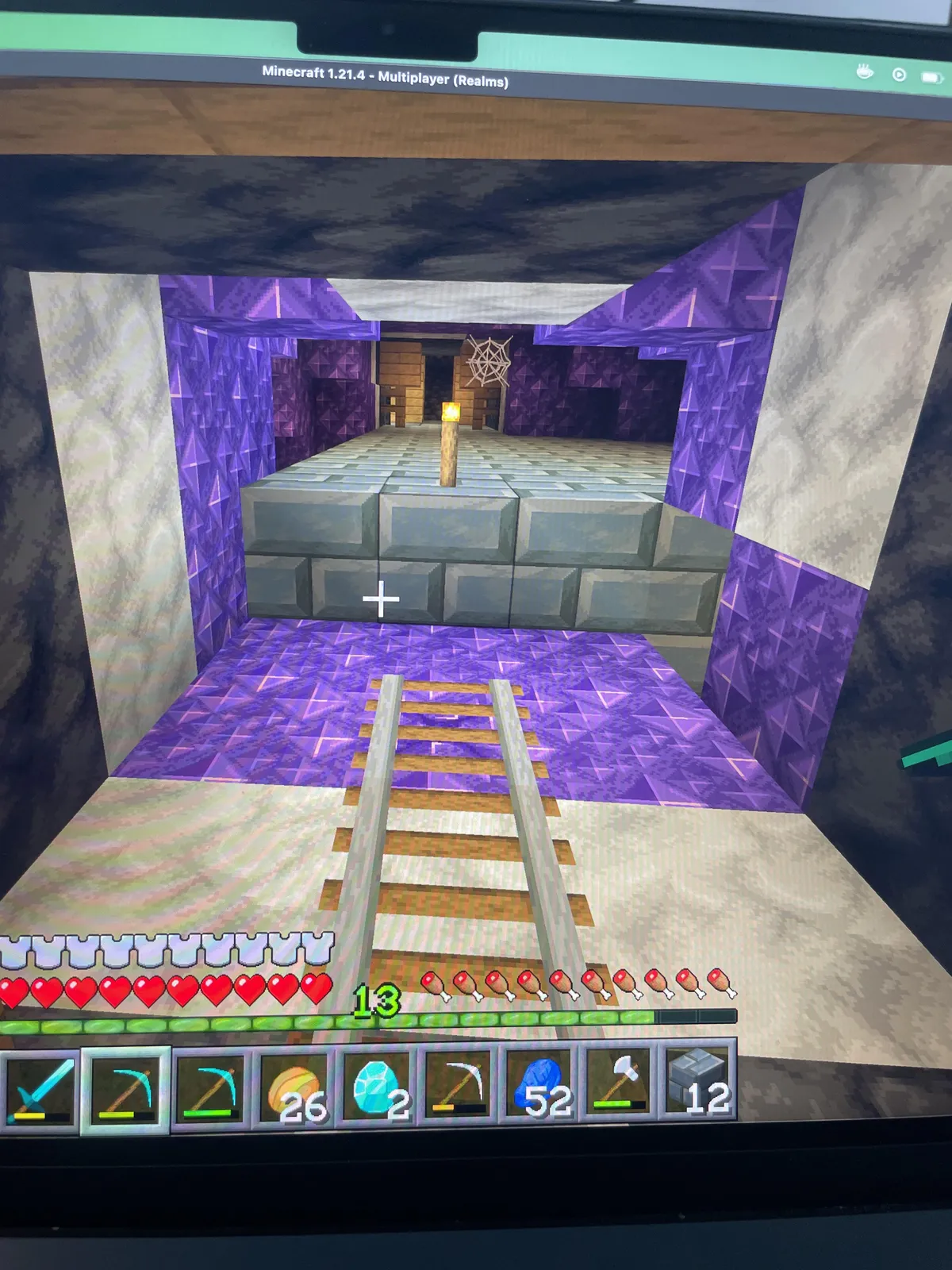 Trial chamber inside mineshaft inside amethyst.