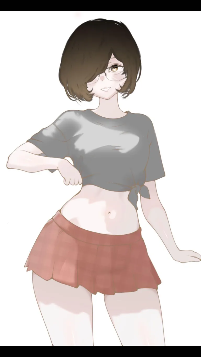 OC nerdy girl in cute skirt !