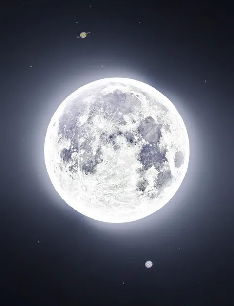 A Serene Sky: The Moon, Saturn, and Jupiter in a Composite Image Through My Telescope.