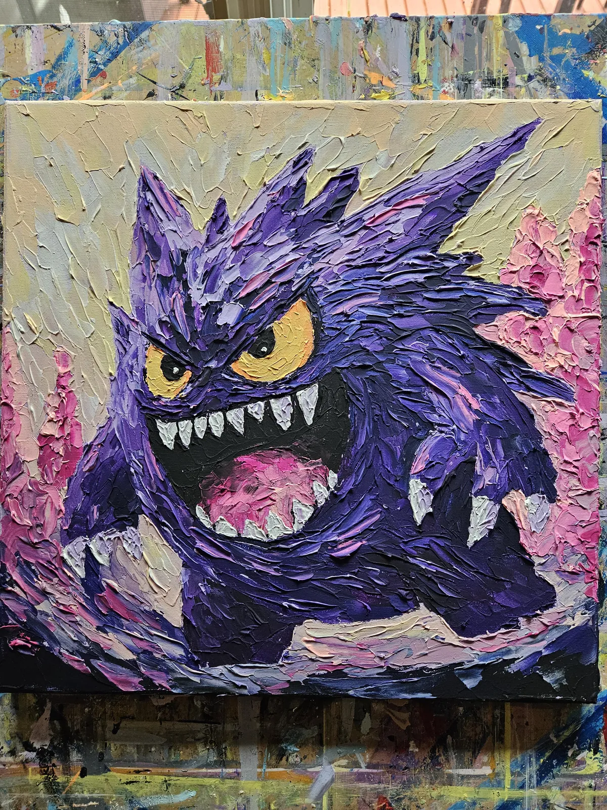 Gengar. Acrylic on canvas 14" x 14".