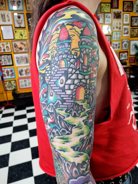 Vampire sleeve by Ryan at Lucky Mountain Tattoo (Erwin TN)